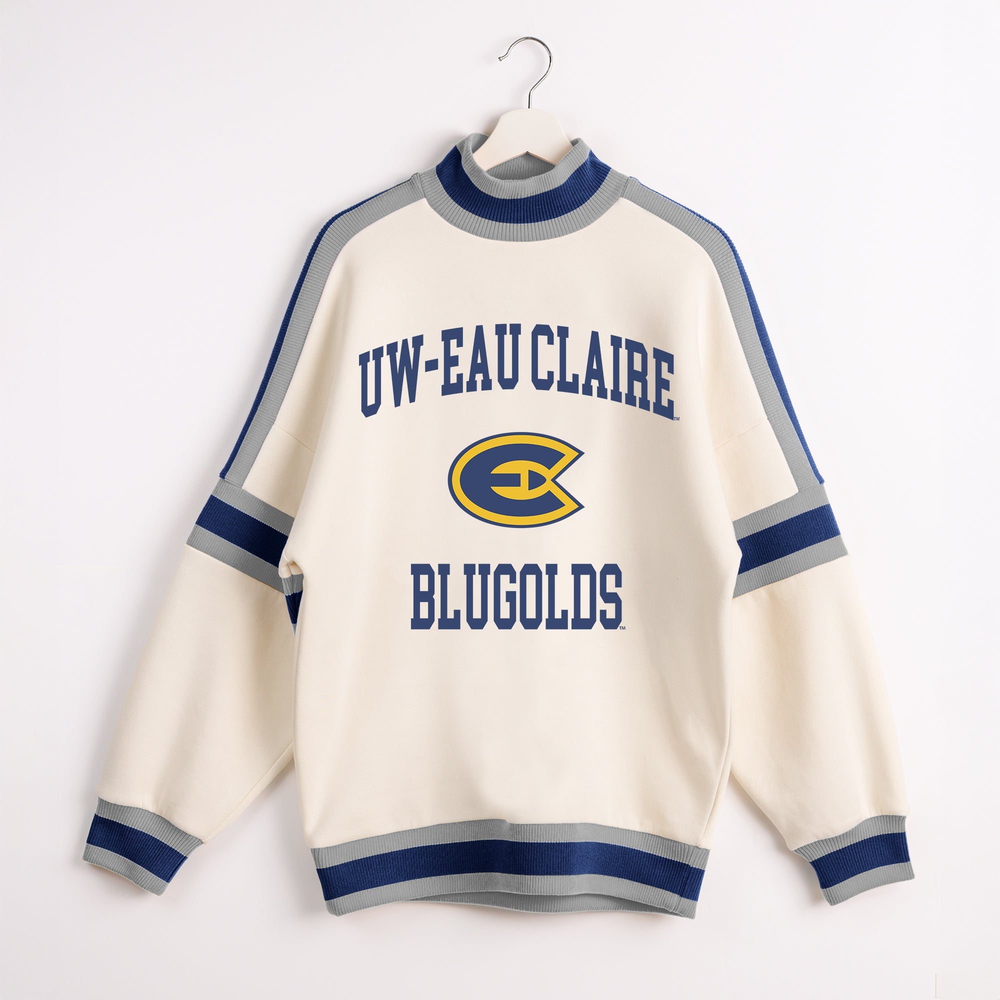 WISCONSIN-EAU CLAIRE BLUGOLDS VIVID MOTION COLORBLOCK TURTLENECK PULLOVER