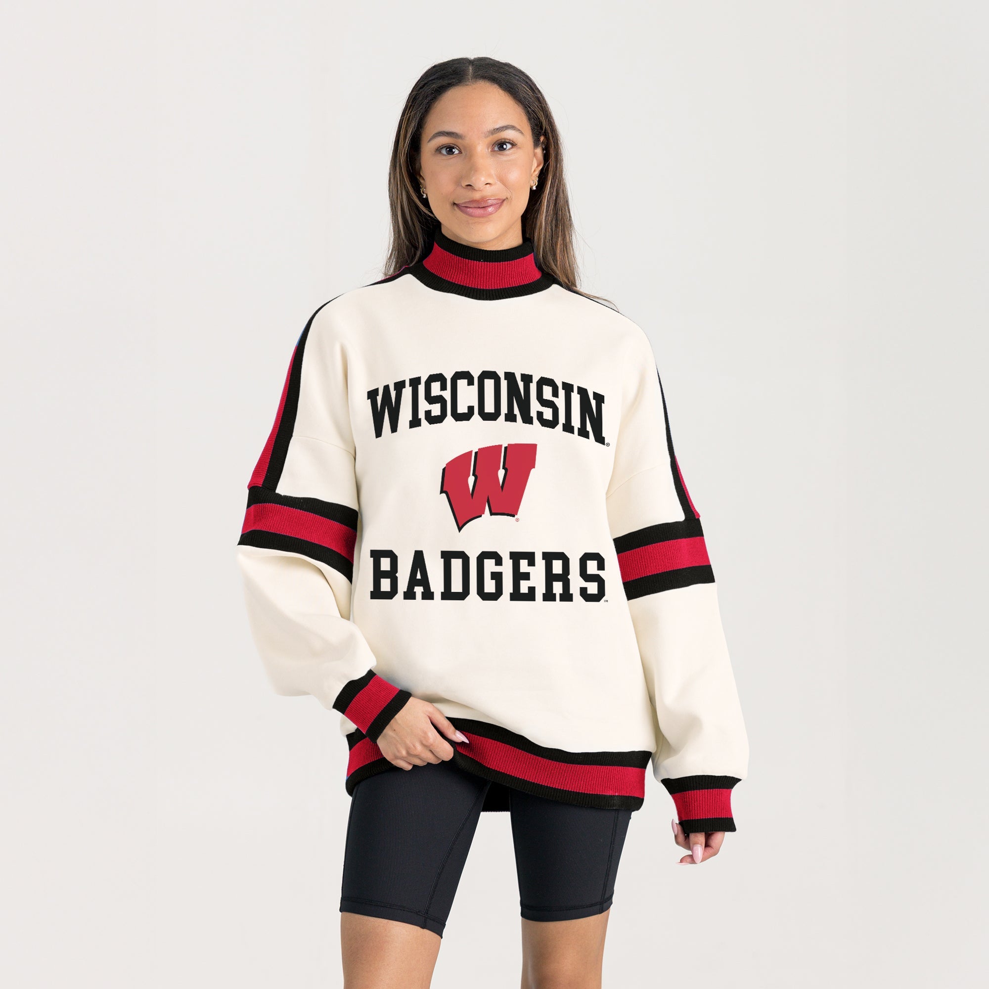 WISCONSIN BADGERS VIVID MOTION COLORBLOCK TURTLENECK PULLOVER