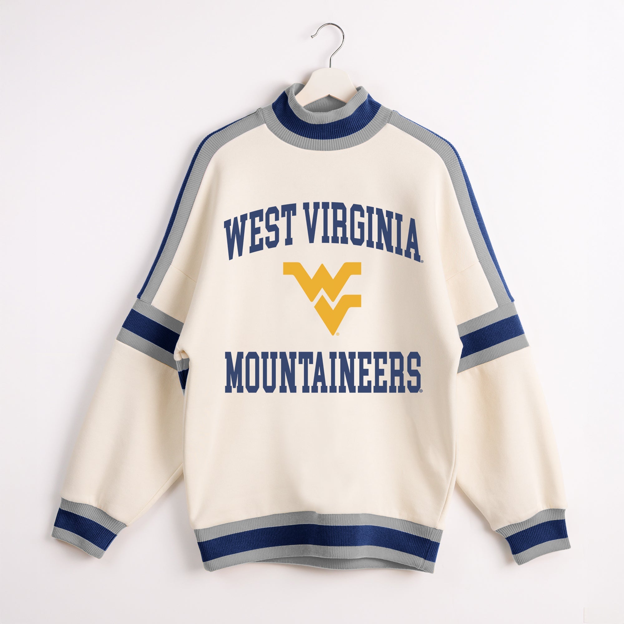 WEST VIRGINIA MOUNTAINEERS VIVID MOTION COLORBLOCK TURTLENECK PULLOVER