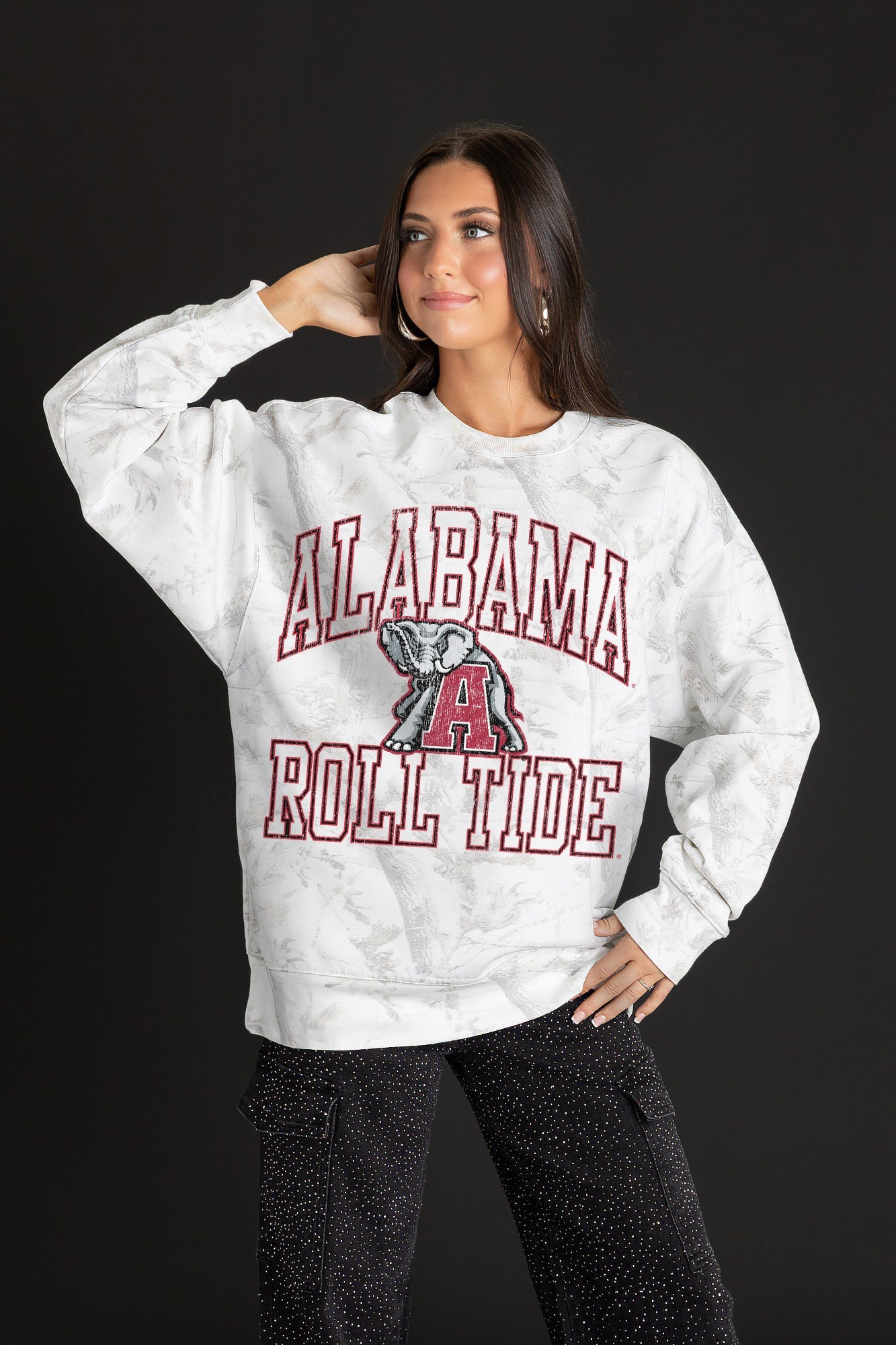 ALABAMA CRIMSON TIDE WHITEOUT PREMIUM DROP SHOULDER PULLOVER