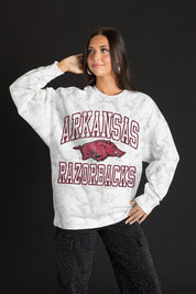 ARKANSAS RAZORBACKS WHITEOUT PREMIUM DROP SHOULDER PULLOVER