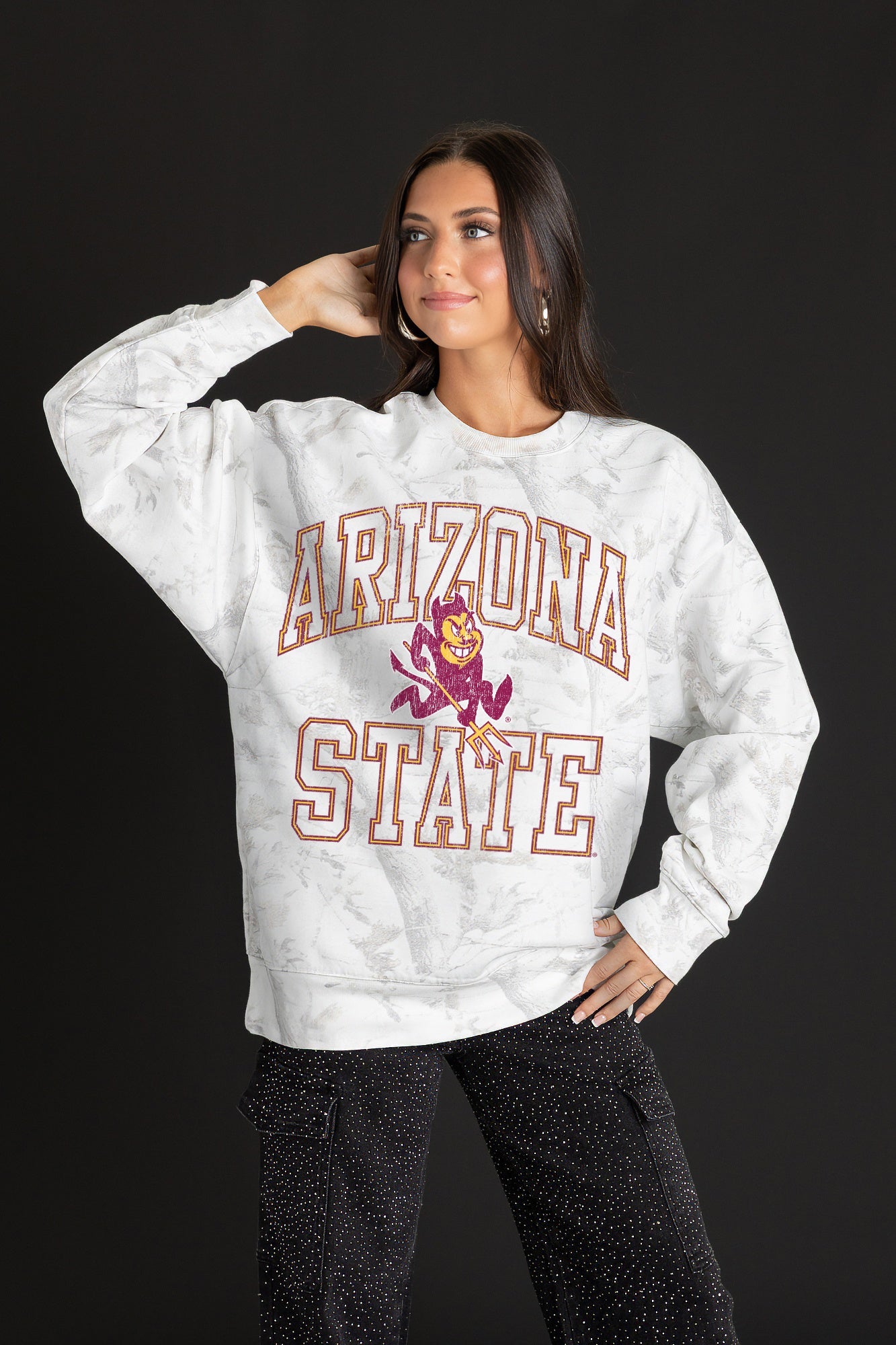 ARIZONA STATE SUN DEVILS WHITEOUT PREMIUM DROP SHOULDER PULLOVER