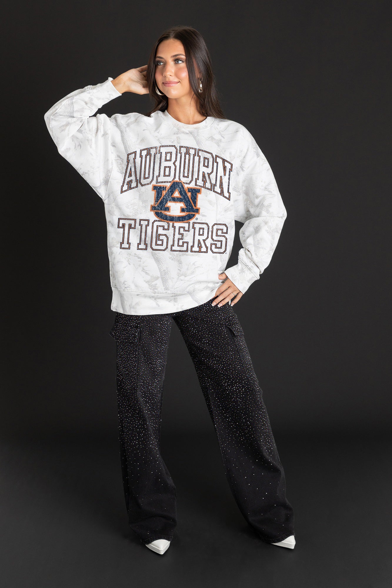 AUBURN TIGERS WHITEOUT PREMIUM DROP SHOULDER PULLOVER
