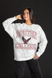BOSTON COLLEGE EAGLES WHITEOUT PREMIUM DROP SHOULDER PULLOVER
