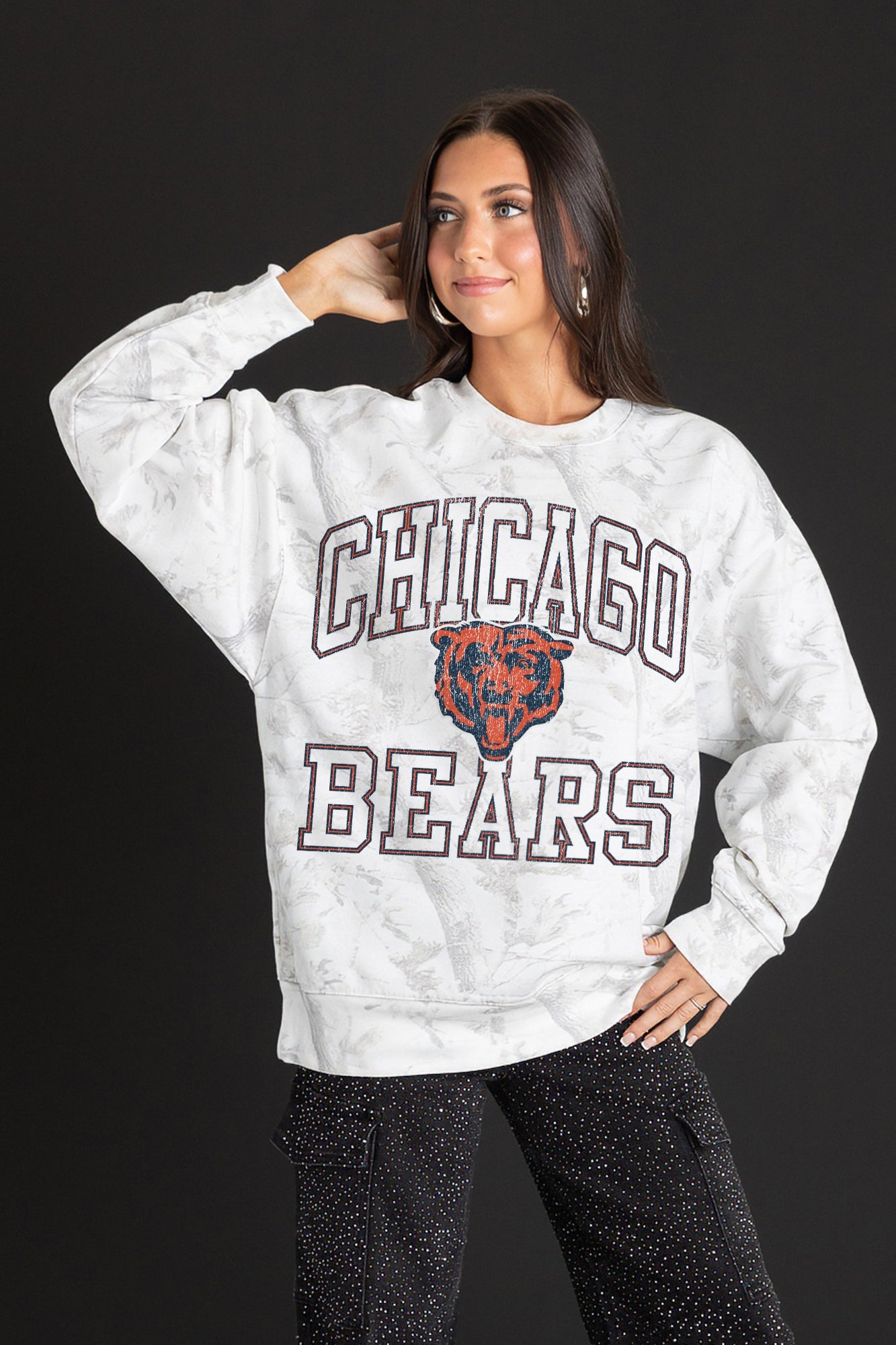 CHICAGO BEARS WHITEOUT PREMIUM DROP SHOULDER PULLOVER