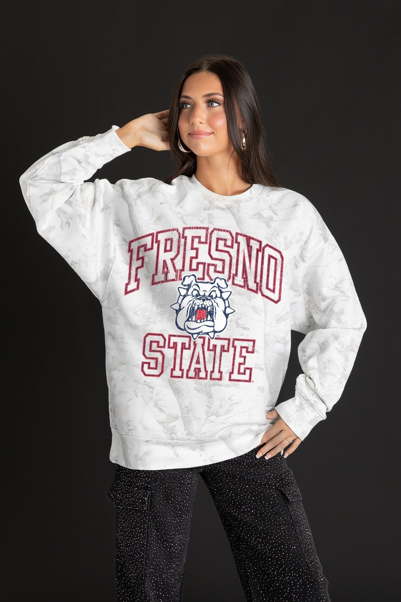 FRESNO STATE BULLDOGS WHITEOUT PREMIUM DROP SHOULDER PULLOVER