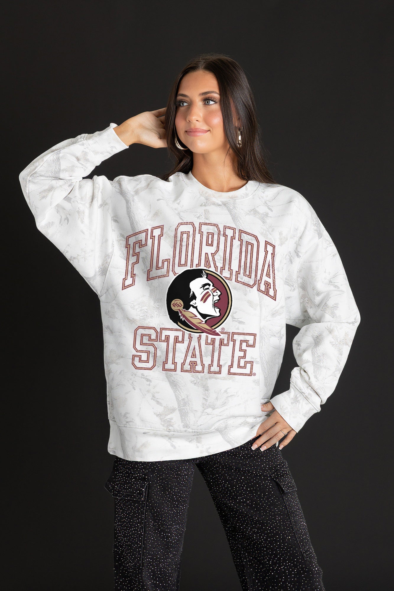 FLORIDA STATE SEMINOLES WHITEOUT PREMIUM DROP SHOULDER PULLOVER