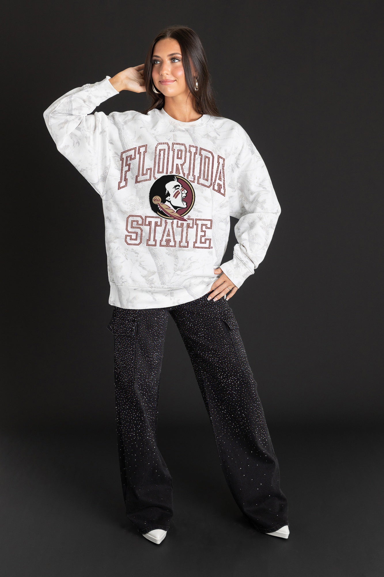 FLORIDA STATE SEMINOLES WHITEOUT PREMIUM DROP SHOULDER PULLOVER