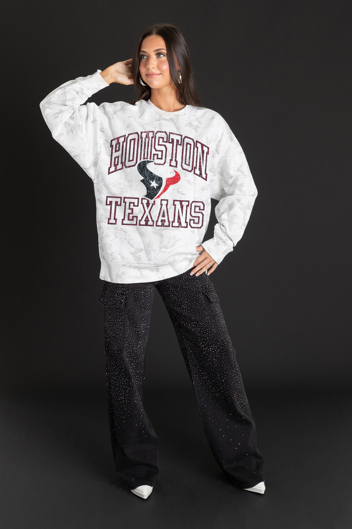 HOUSTON TEXANS WHITEOUT PREMIUM DROP SHOULDER PULLOVER