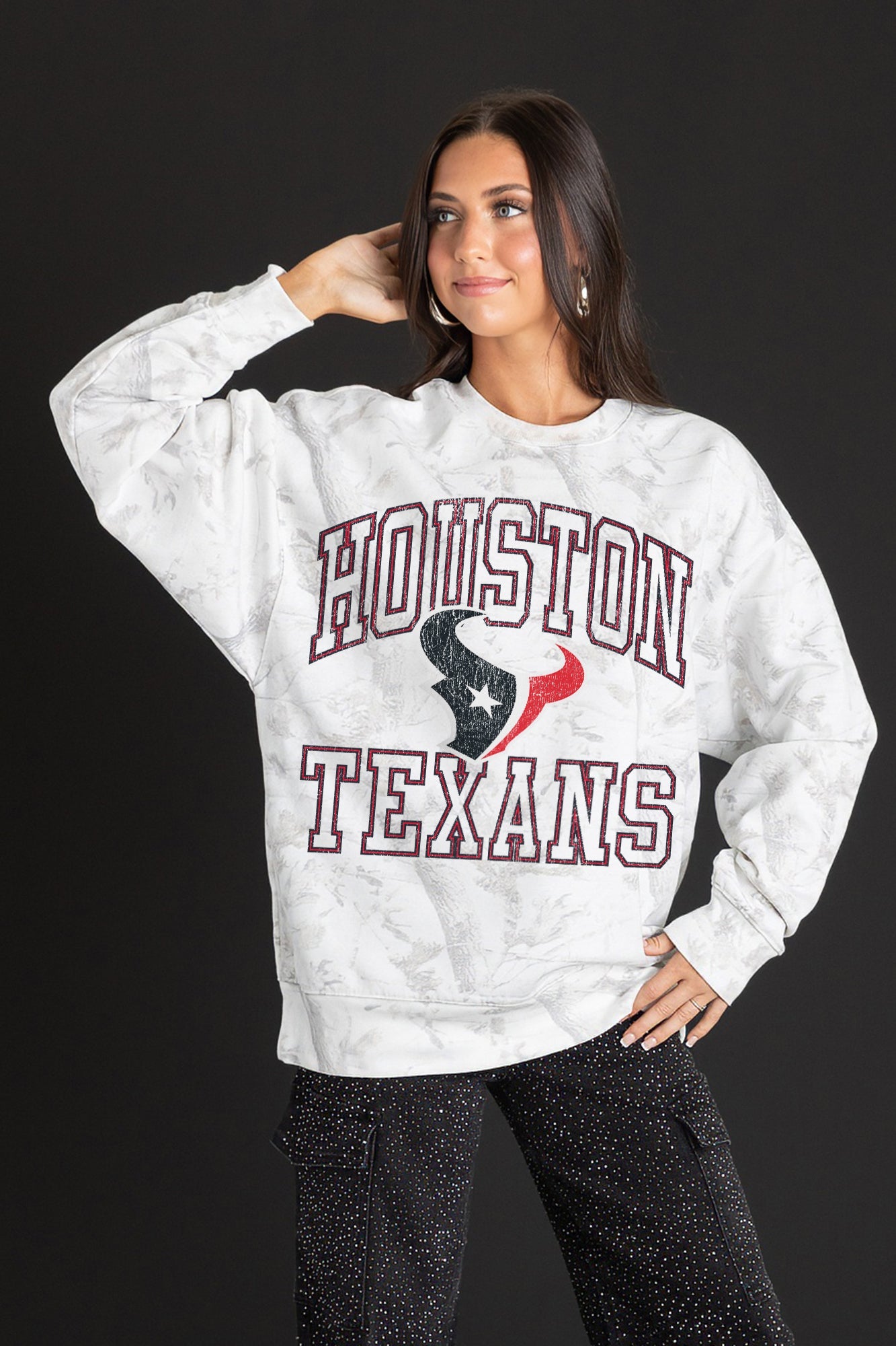 HOUSTON TEXANS WHITEOUT PREMIUM DROP SHOULDER PULLOVER