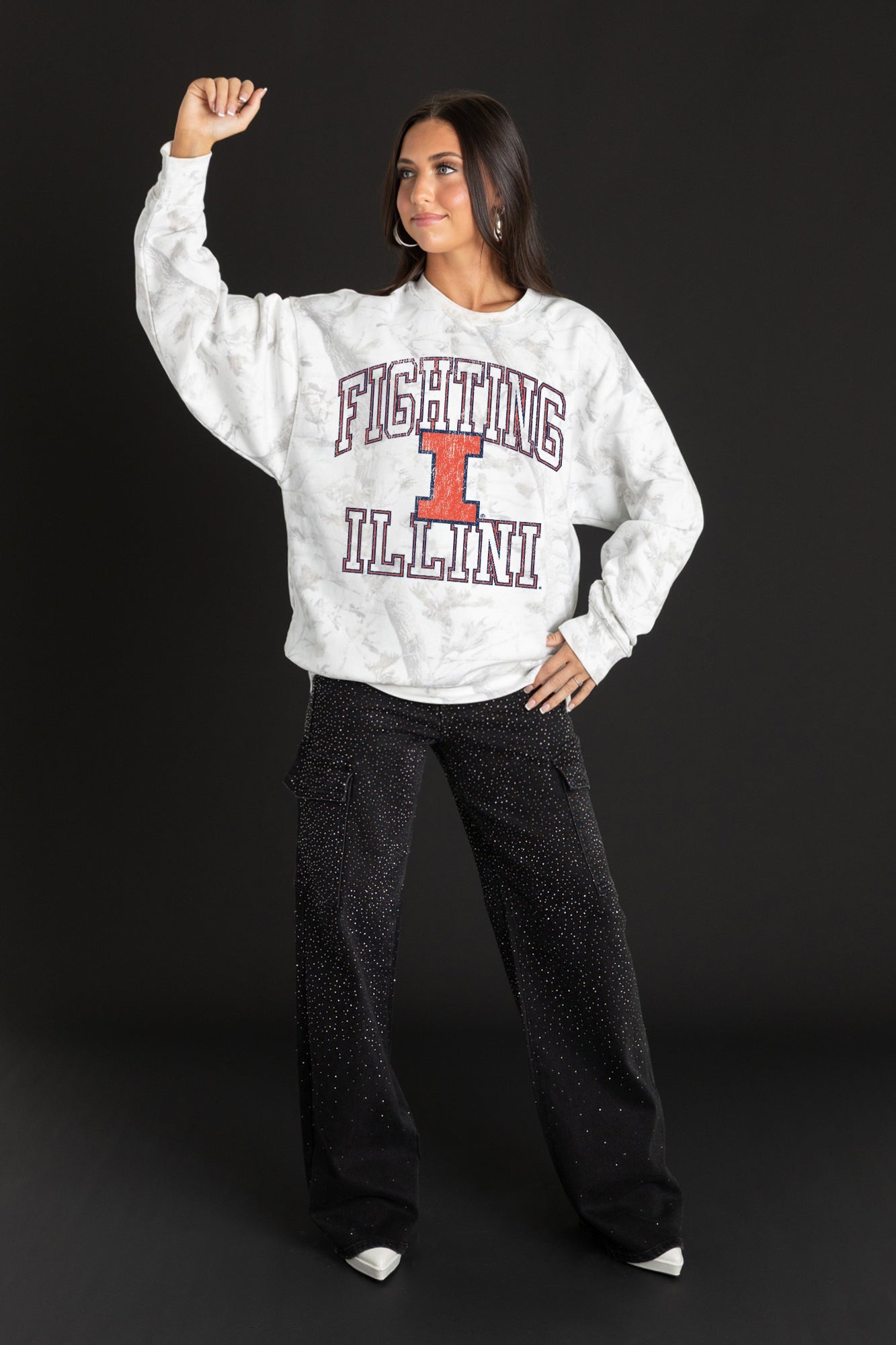 ILLINOIS FIGHTING ILLINI WHITEOUT PREMIUM DROP SHOULDER PULLOVER