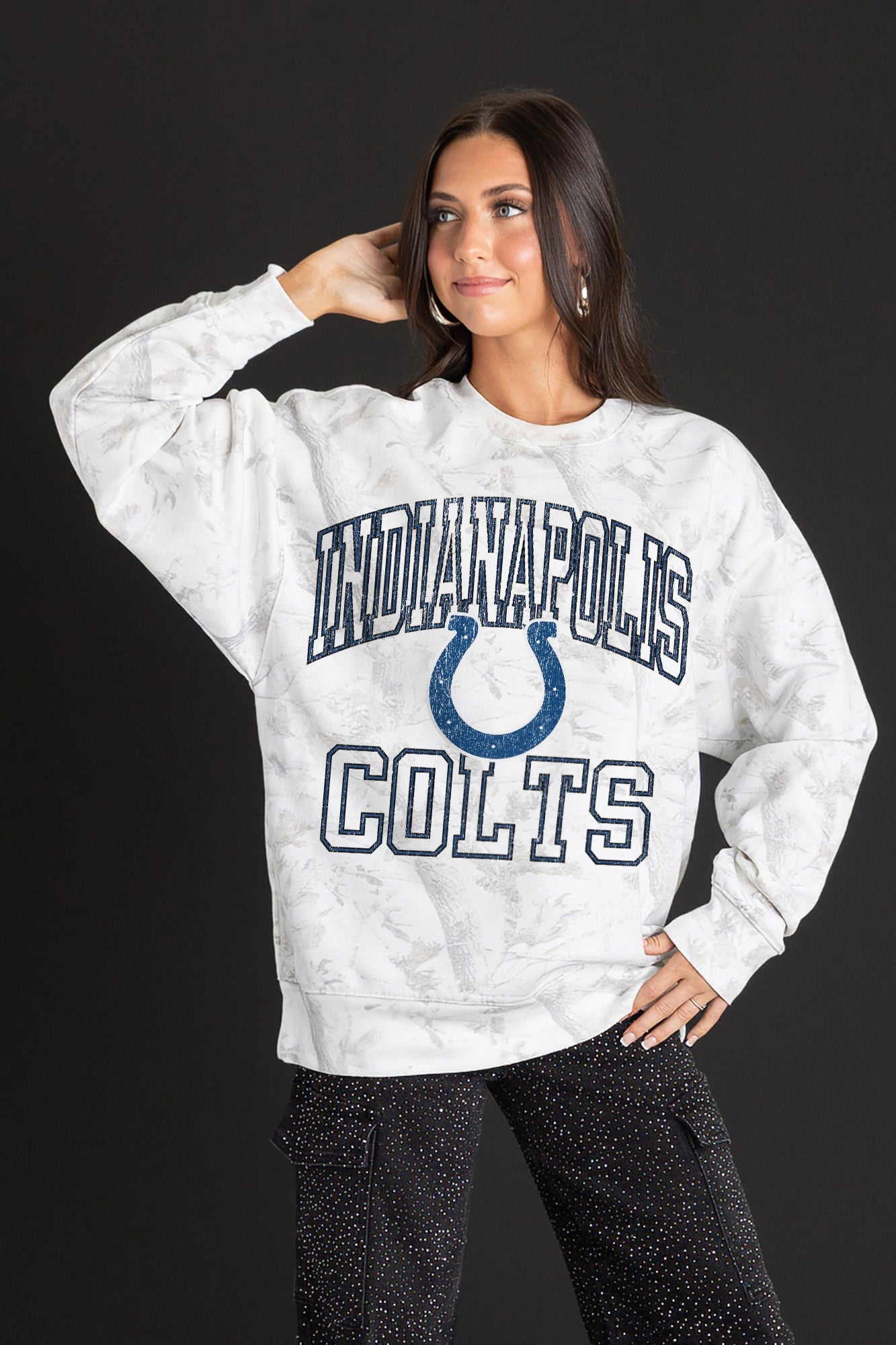INDIANAPOLIS COLTS WHITEOUT PREMIUM DROP SHOULDER PULLOVER