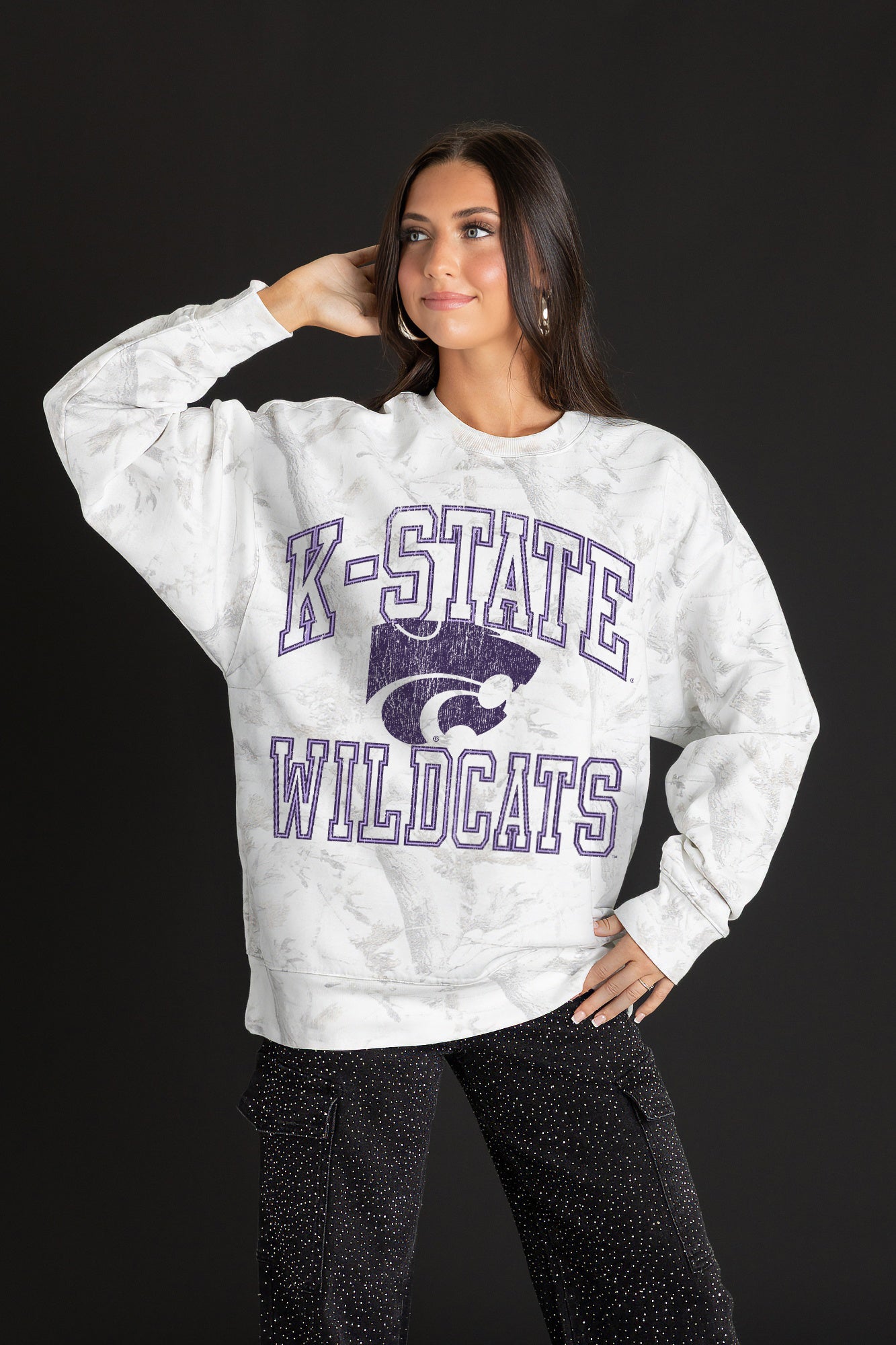 KANSAS STATE WILDCATS WHITEOUT PREMIUM DROP SHOULDER PULLOVER