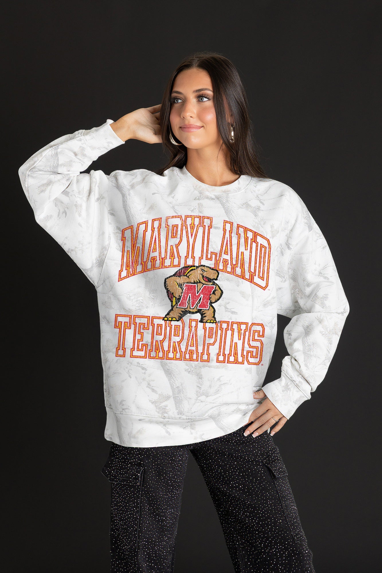 MARYLAND TERRAPINS WHITEOUT PREMIUM DROP SHOULDER PULLOVER
