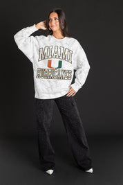 MIAMI HURRICANES WHITEOUT PREMIUM DROP SHOULDER PULLOVER