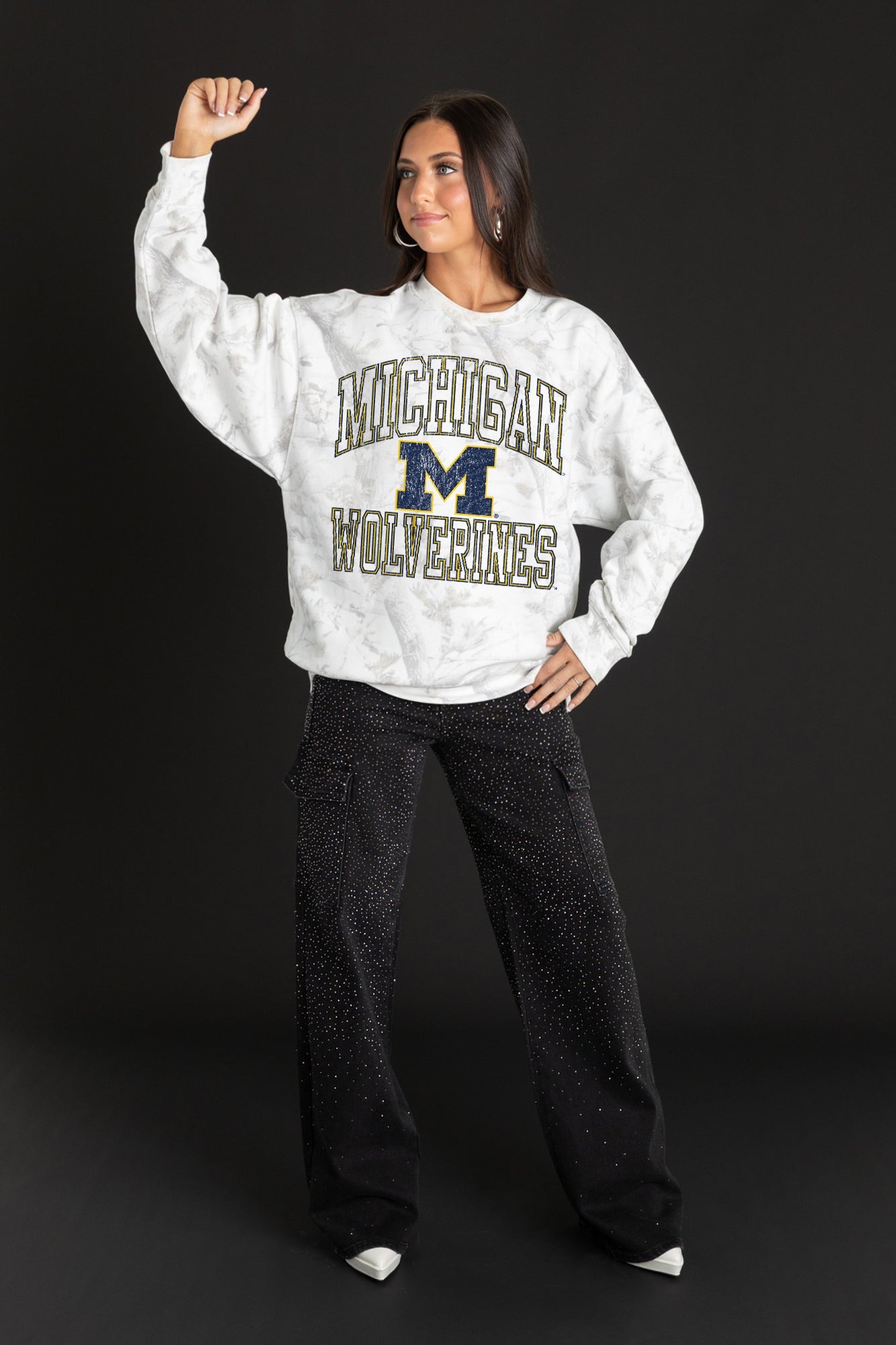 MICHIGAN WOLVERINES WHITEOUT PREMIUM DROP SHOULDER PULLOVER