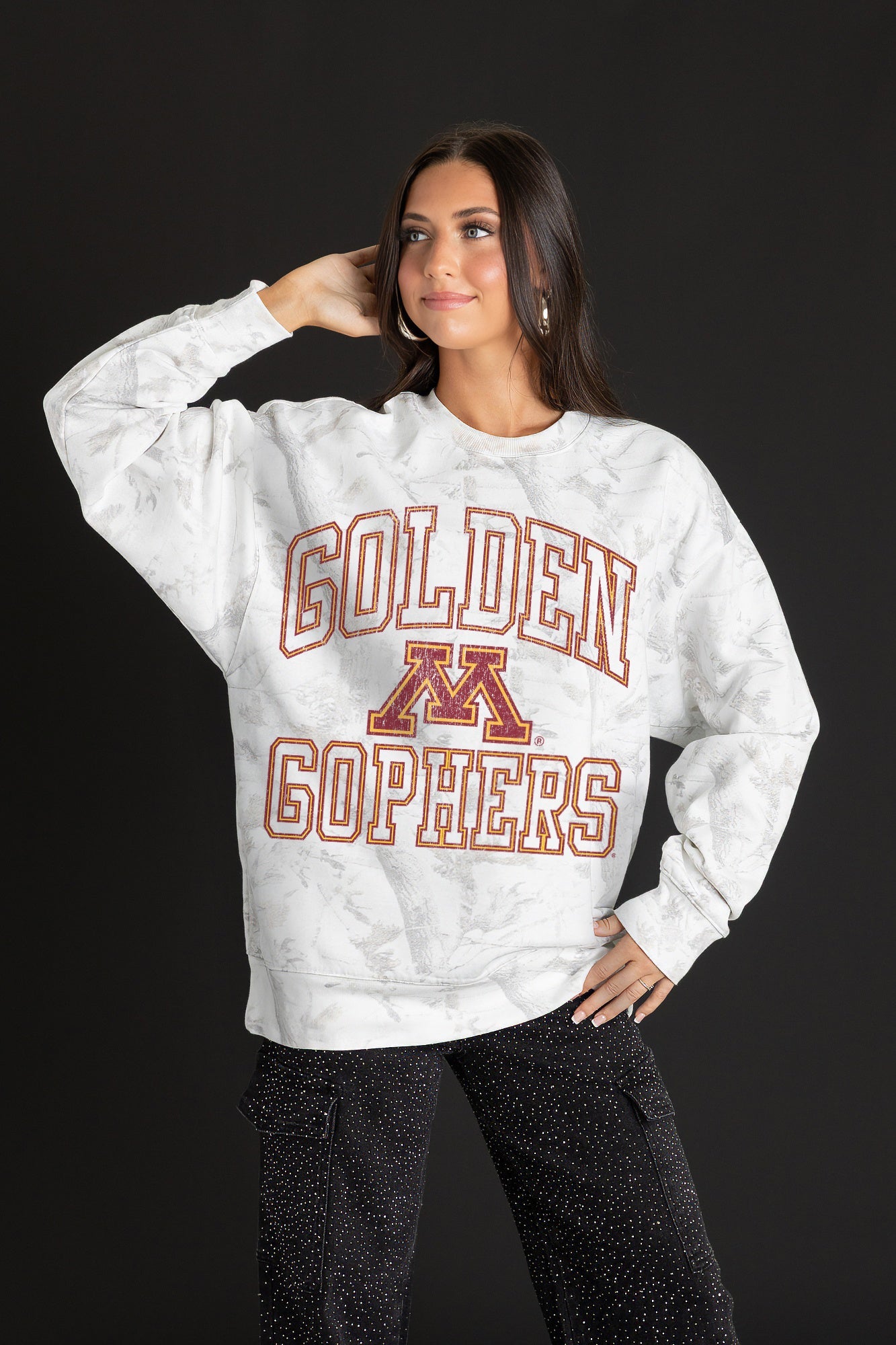 MINNESOTA GOLDEN GOPHERS WHITEOUT PREMIUM DROP SHOULDER PULLOVER