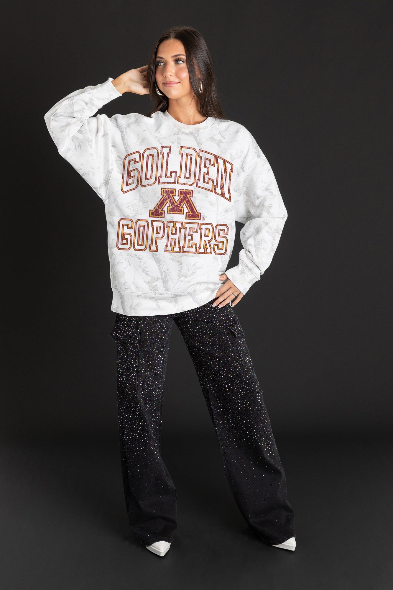 MINNESOTA GOLDEN GOPHERS WHITEOUT PREMIUM DROP SHOULDER PULLOVER