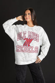 OLE MISS REBELS WHITEOUT PREMIUM DROP SHOULDER PULLOVER