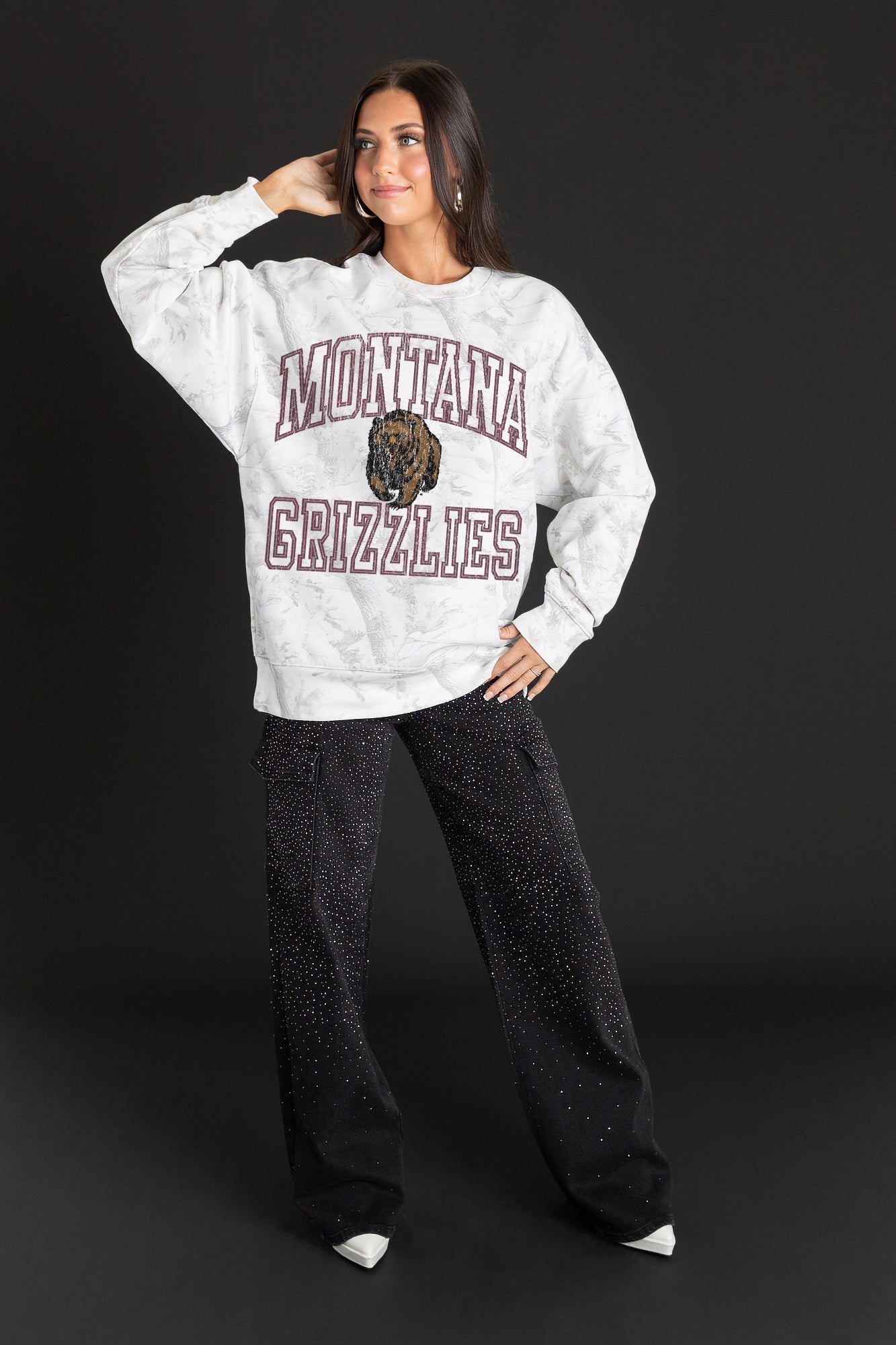 MONTANA GRIZZLIES WHITEOUT PREMIUM DROP SHOULDER PULLOVER