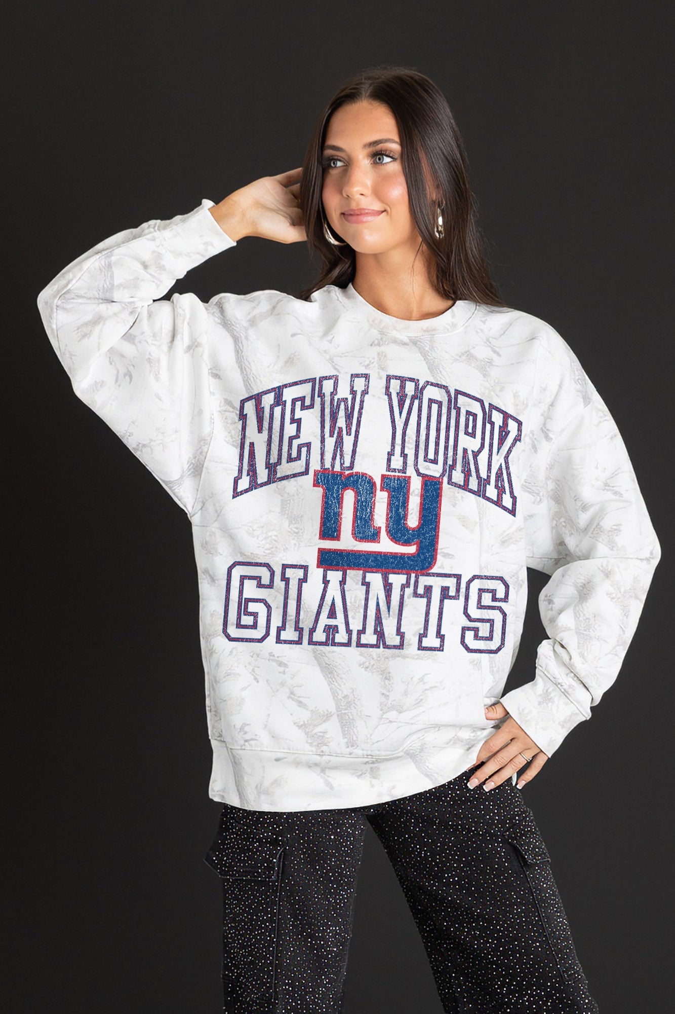 NEW YORK GIANTS WHITEOUT PREMIUM DROP SHOULDER PULLOVER