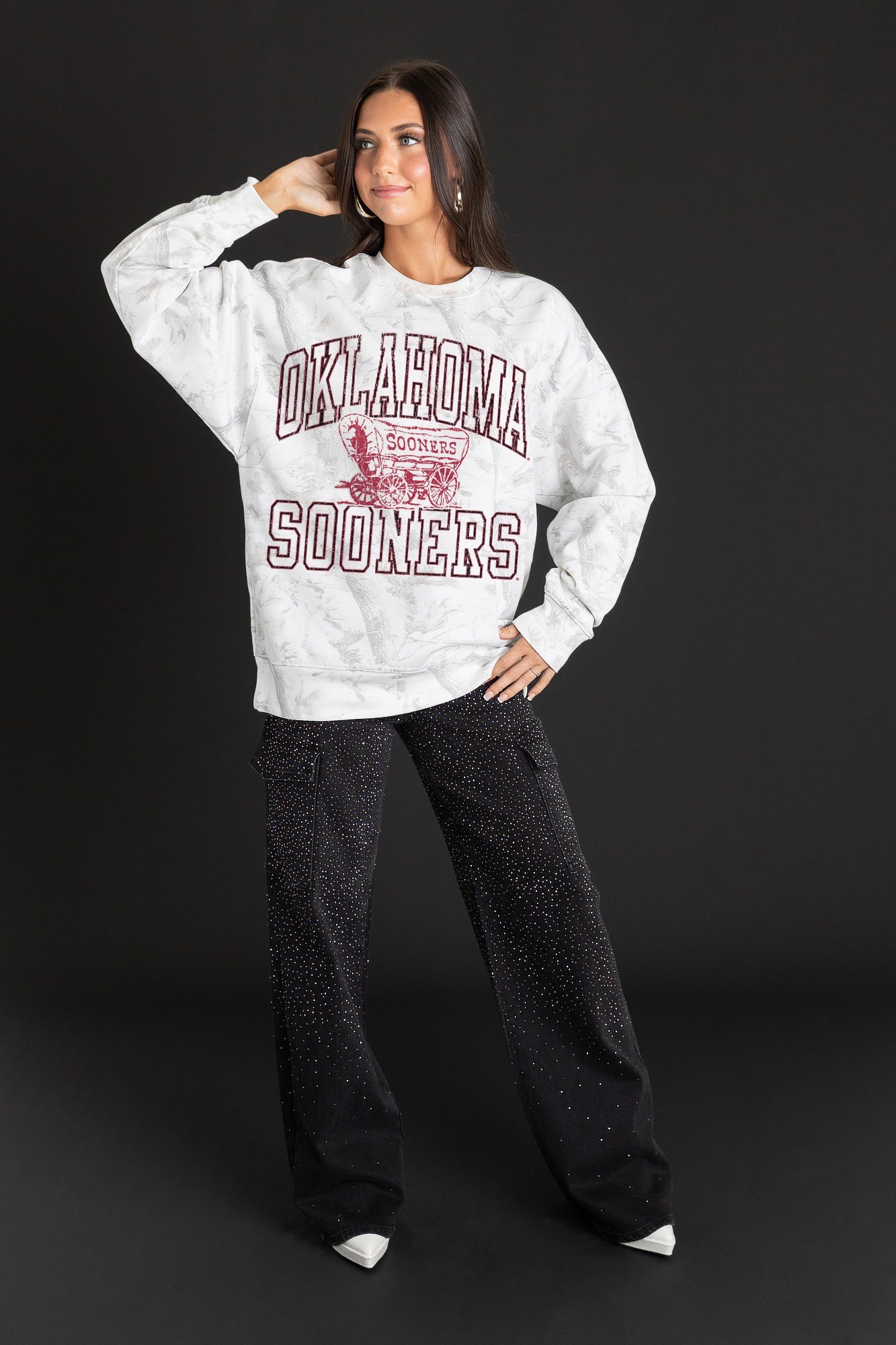OKLAHOMA SOONERS WHITEOUT PREMIUM DROP SHOULDER PULLOVER