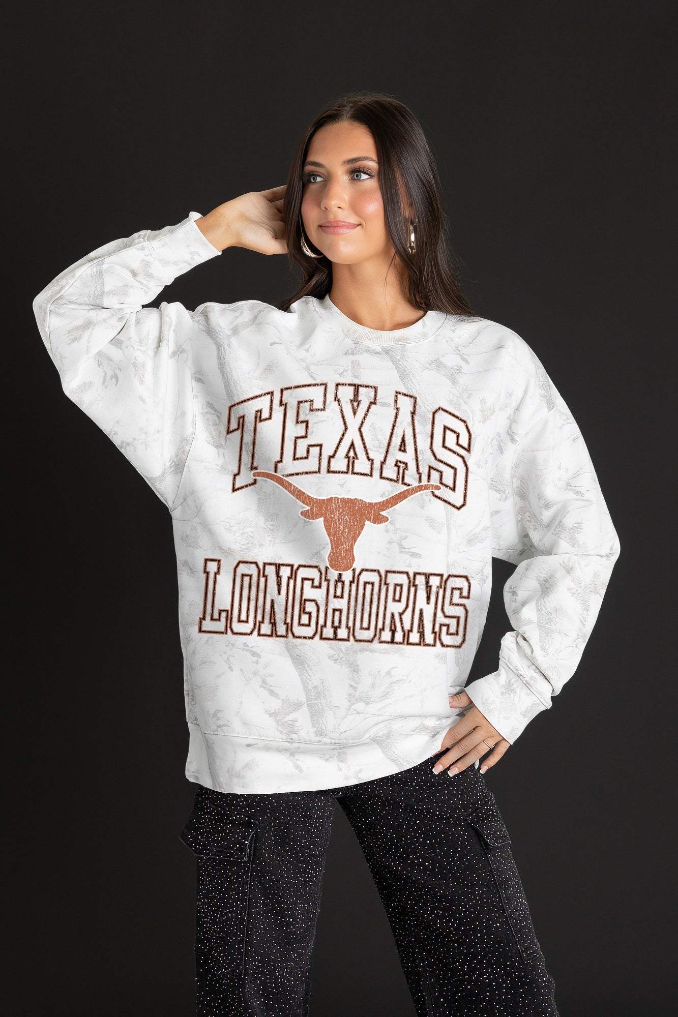 TEXAS LONGHORNS WHITEOUT PREMIUM DROP SHOULDER PULLOVER