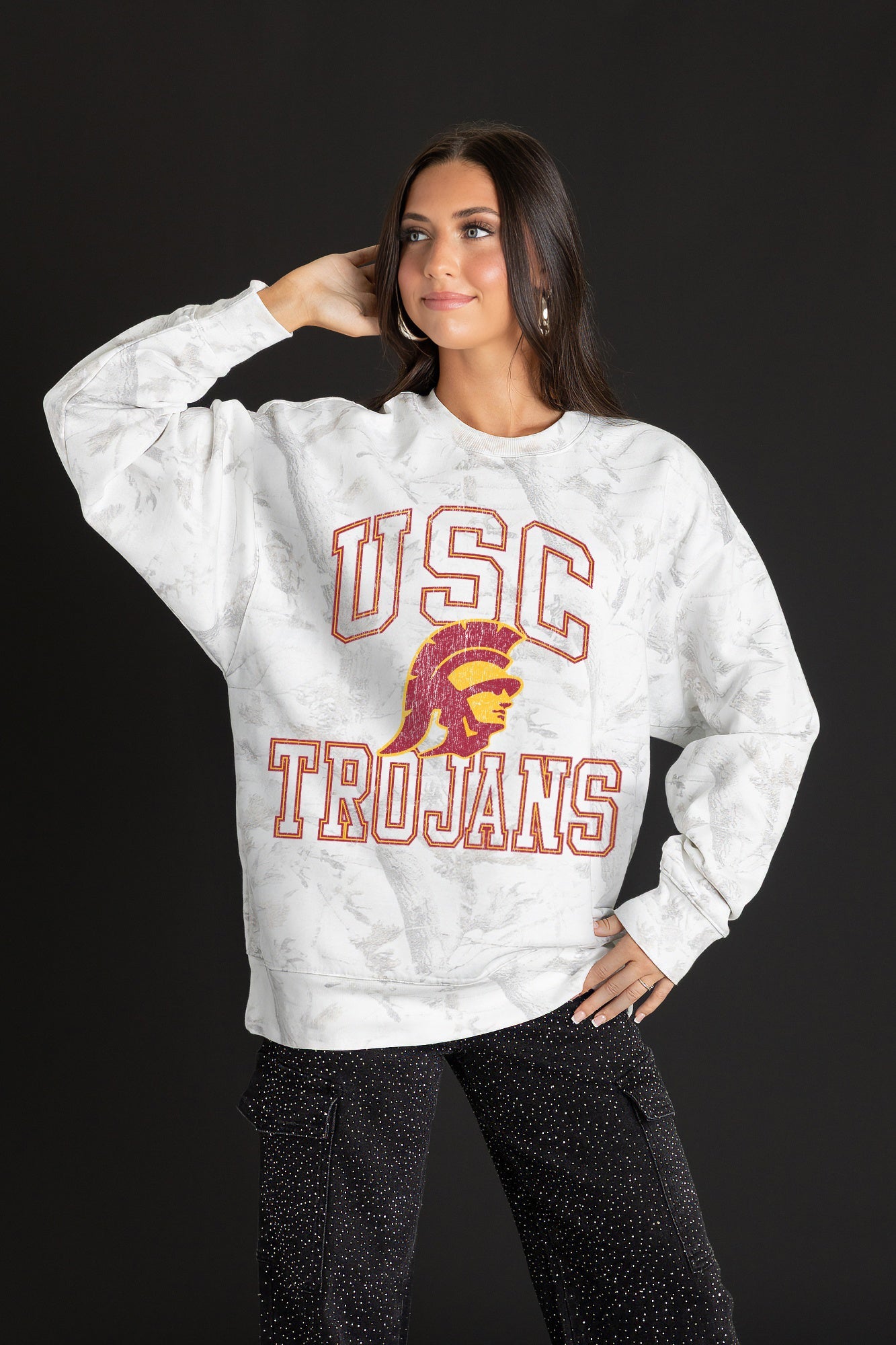 USC TROJANS WHITEOUT PREMIUM DROP SHOULDER PULLOVER