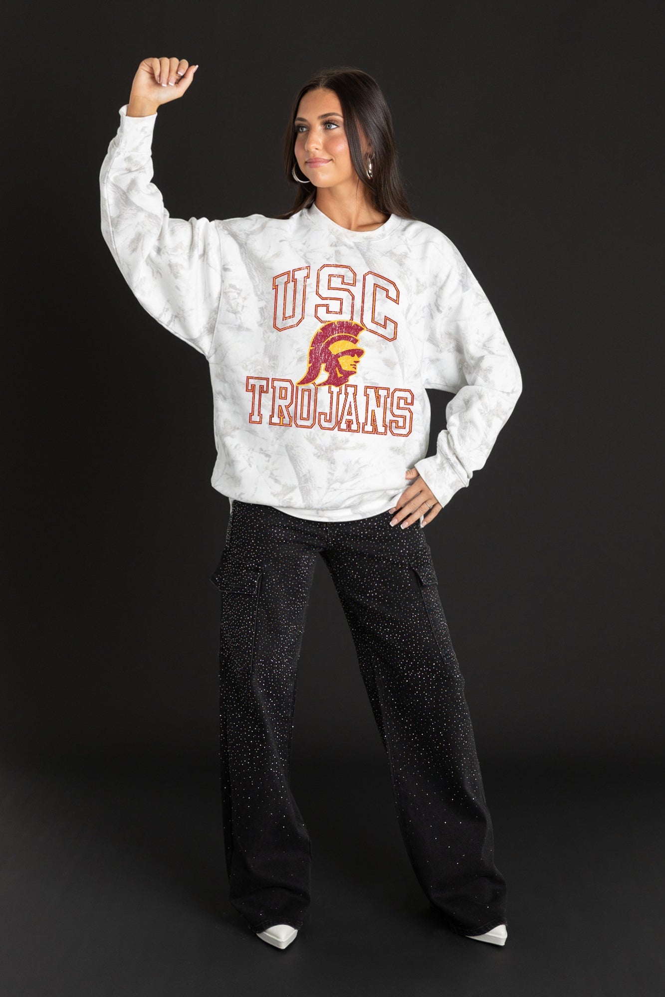 USC TROJANS WHITEOUT PREMIUM DROP SHOULDER PULLOVER