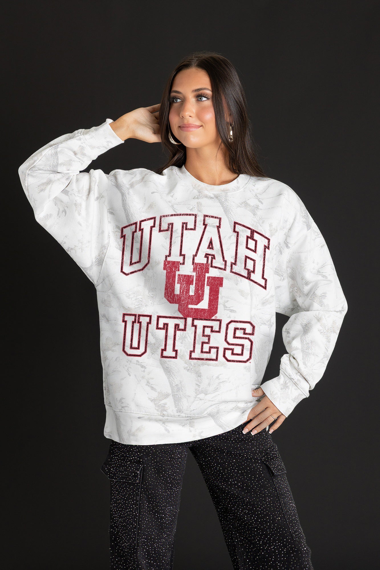 UTAH UTES WHITEOUT PREMIUM DROP SHOULDER PULLOVER