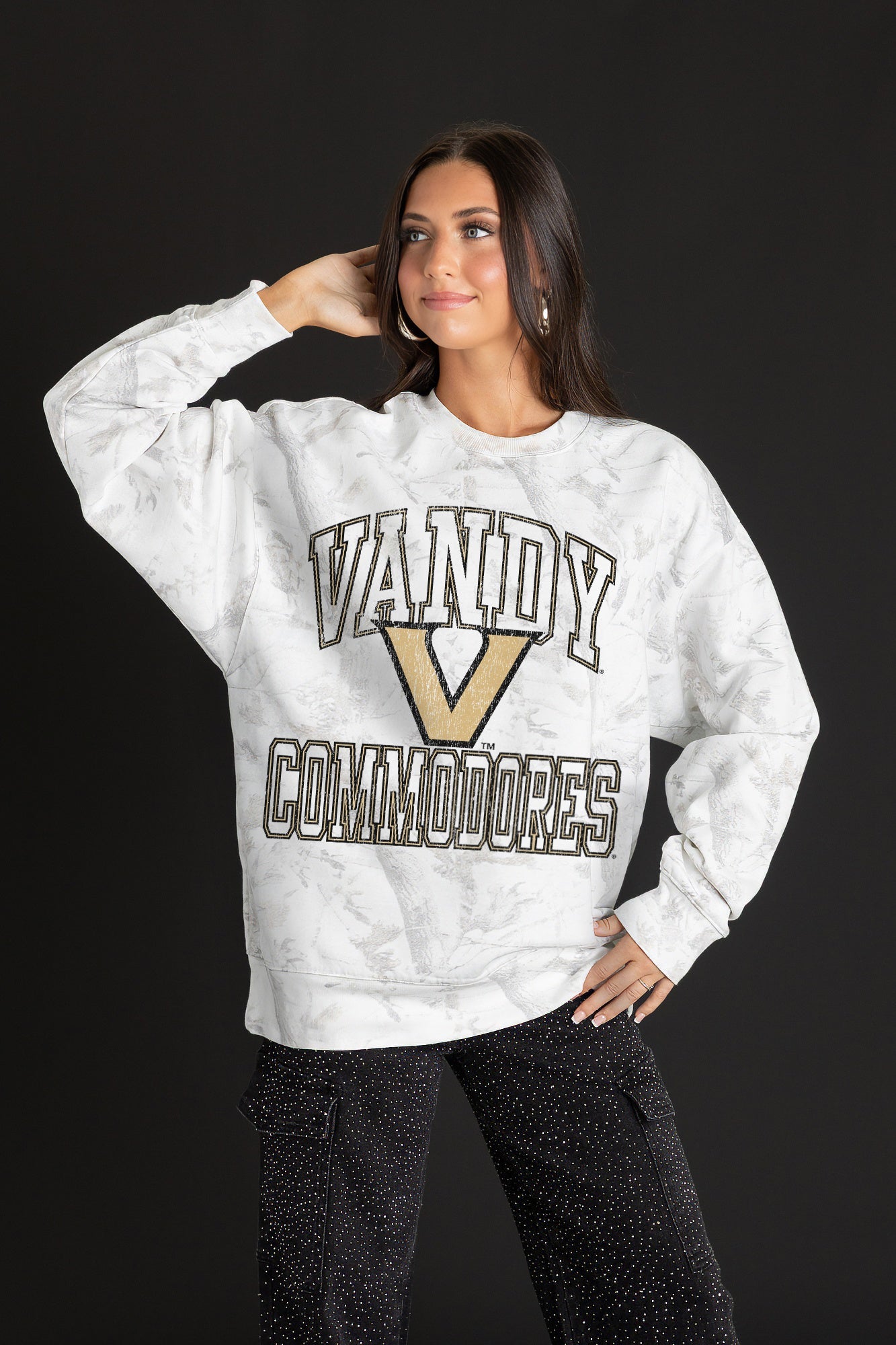 VANDERBILT COMMODORES WHITEOUT PREMIUM DROP SHOULDER PULLOVER