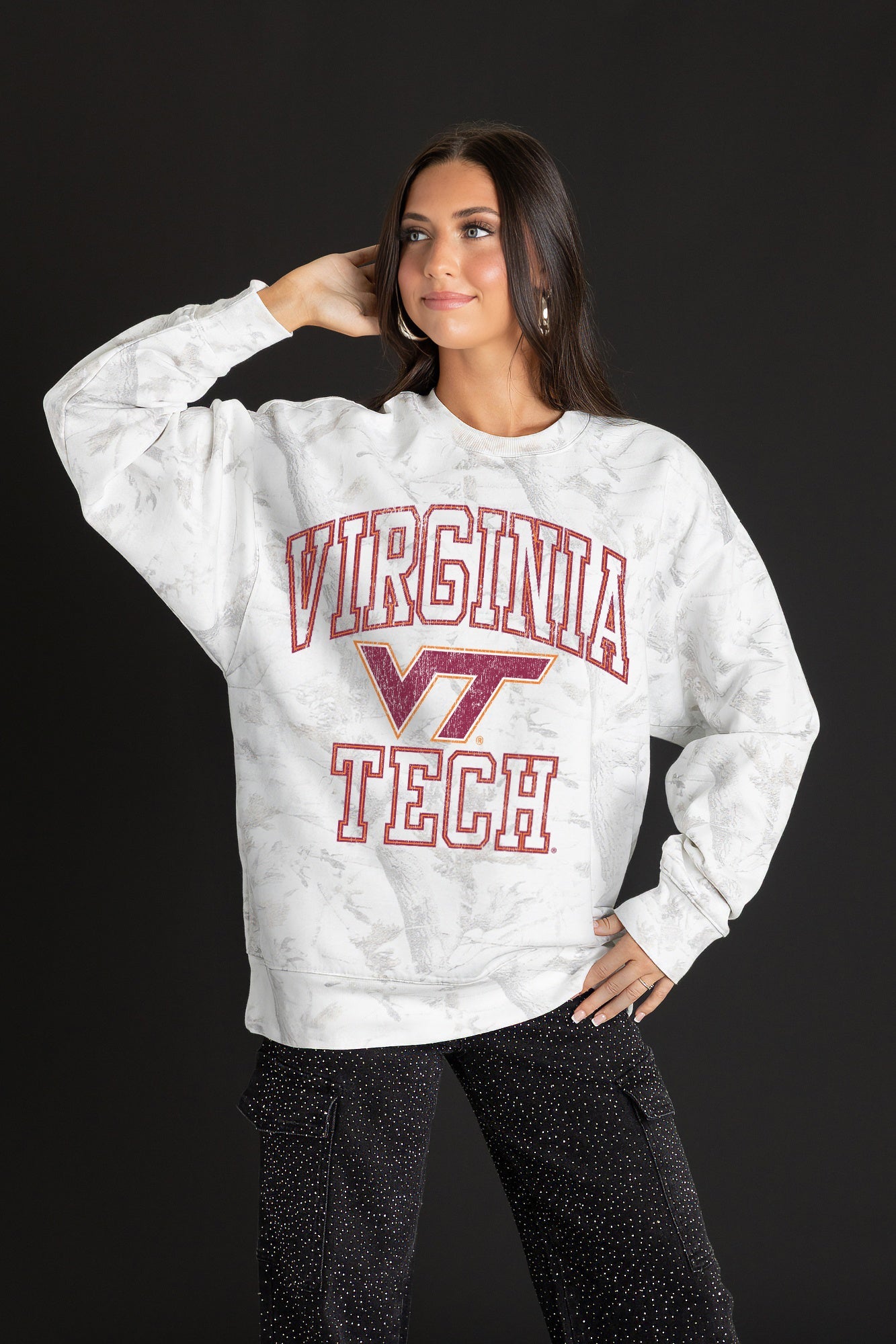 VIRGINIA TECH HOKIES WHITEOUT PREMIUM DROP SHOULDER PULLOVER
