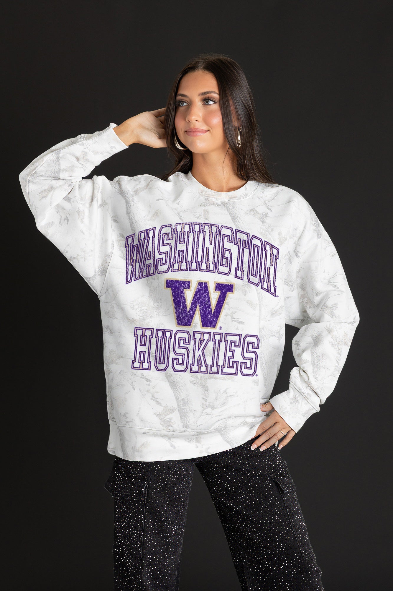 WASHINGTON HUSKIES WHITEOUT PREMIUM DROP SHOULDER PULLOVER