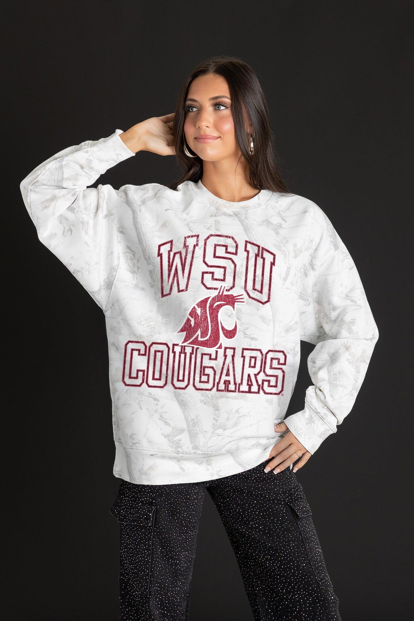 WASHINGTON STATE COUGARS WHITEOUT PREMIUM DROP SHOULDER PULLOVER