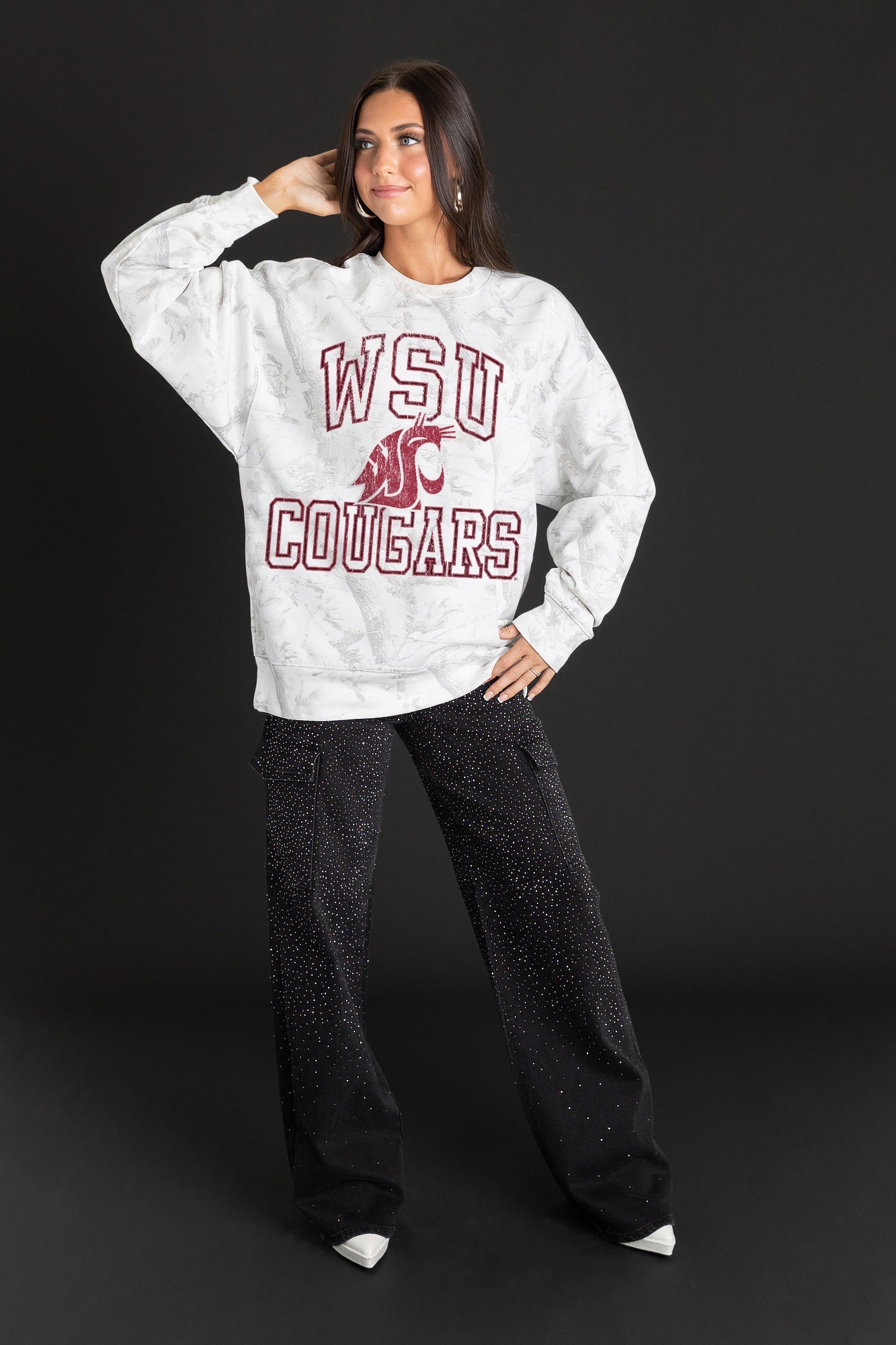 WASHINGTON STATE COUGARS WHITEOUT PREMIUM DROP SHOULDER PULLOVER