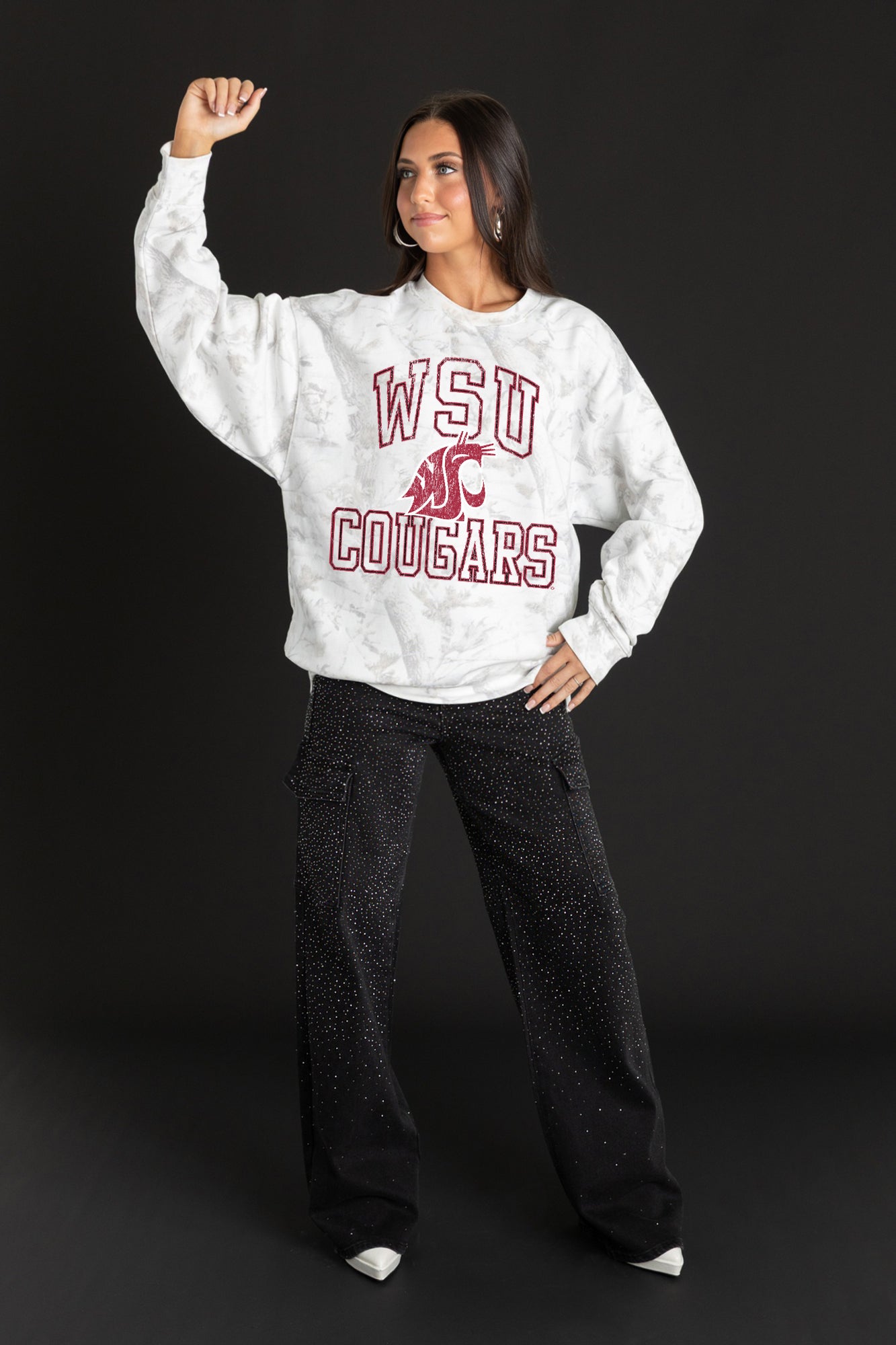WASHINGTON STATE COUGARS WHITEOUT PREMIUM DROP SHOULDER PULLOVER