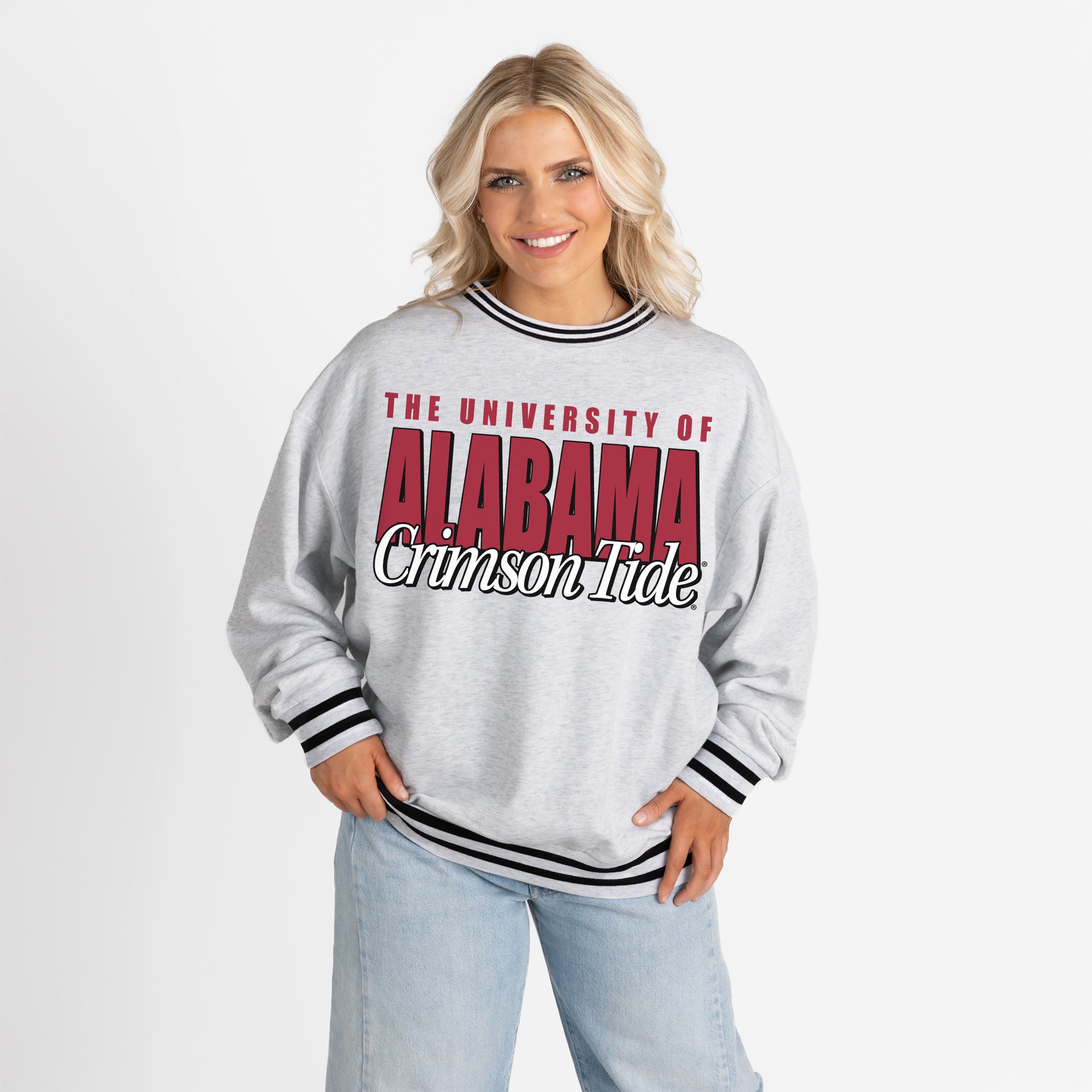 ALABAMA CRIMSON TIDE SHOWDOWN CREW FLEECE RINGER SWEATSHIRT