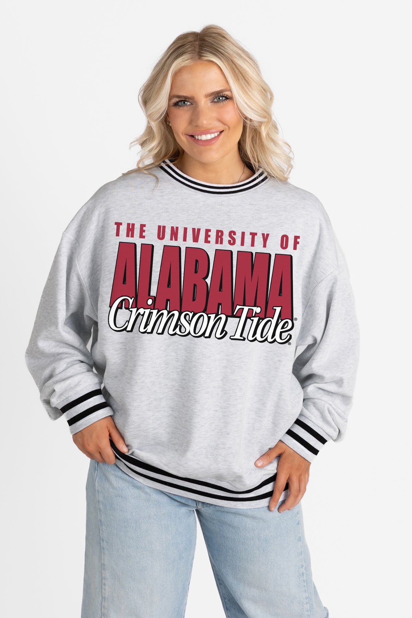 ALABAMA CRIMSON TIDE SHOWDOWN CREW FLEECE RINGER SWEATSHIRT
