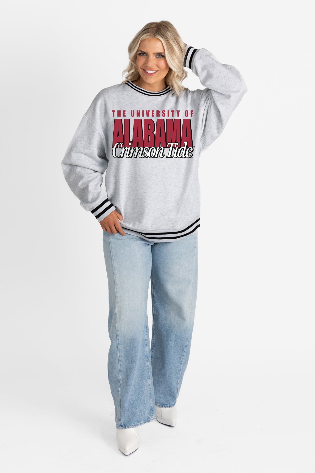 ALABAMA CRIMSON TIDE SHOWDOWN CREW FLEECE RINGER SWEATSHIRT