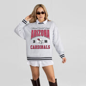 ARIZONA CARDINALS COOL VIBES CREW FLEECE RINGER SWEATSHIRT
