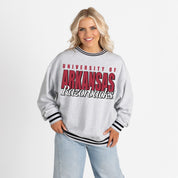 ARKANSAS RAZORBACKS SHOWDOWN CREW FLEECE RINGER SWEATSHIRT