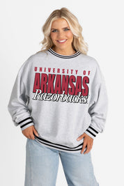 ARKANSAS RAZORBACKS SHOWDOWN CREW FLEECE RINGER SWEATSHIRT