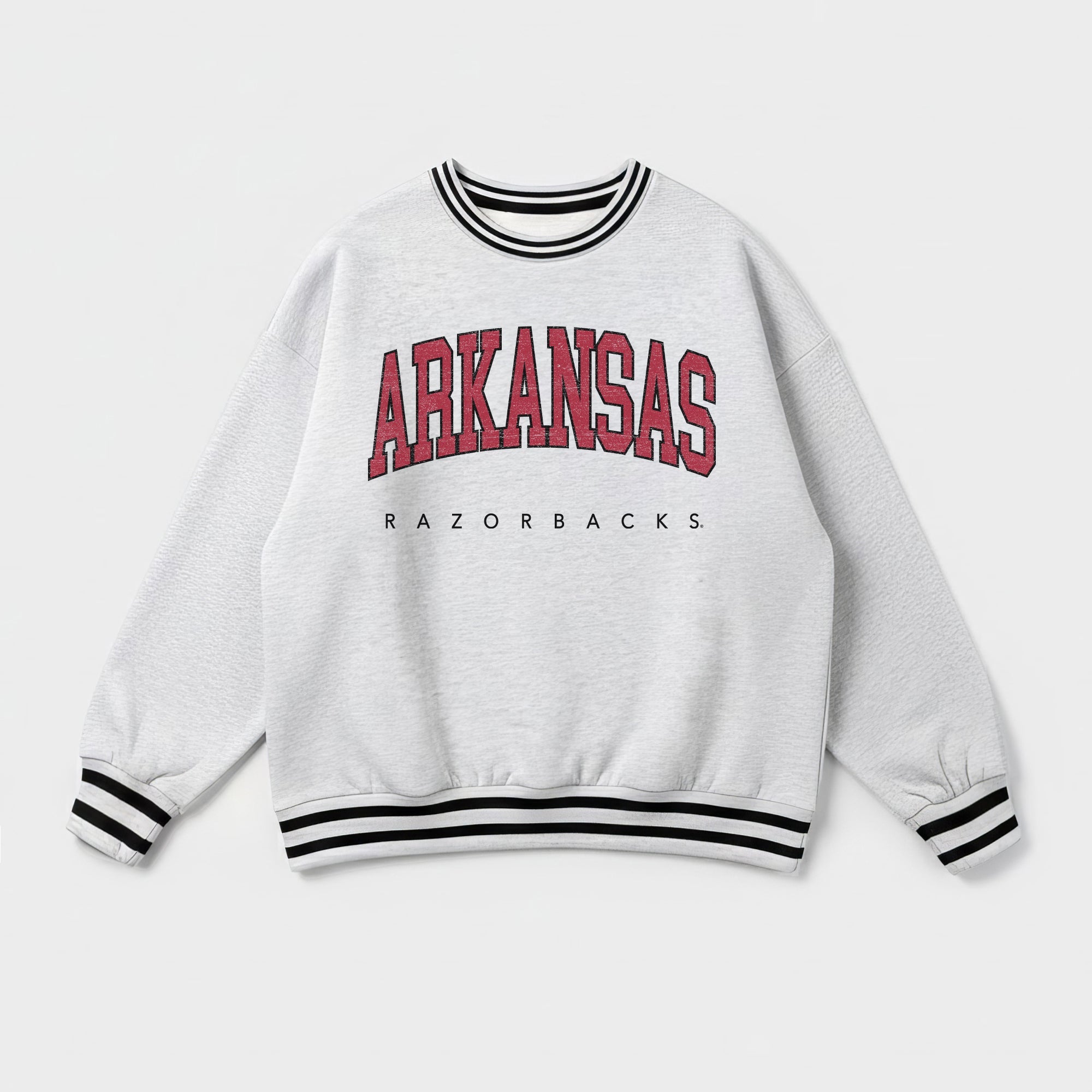ARKANSAS RAZORBACKS EASY ENERGY CREW FLEECE RINGER SWEATSHIRT