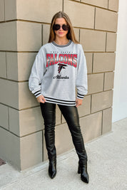 ATLANTA FALCONS GRIDIRON DRIVE CREW FLEECE RINGER SWEATSHIRT