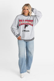 ATLANTA FALCONS GRIDIRON DRIVE CREW FLEECE RINGER SWEATSHIRT