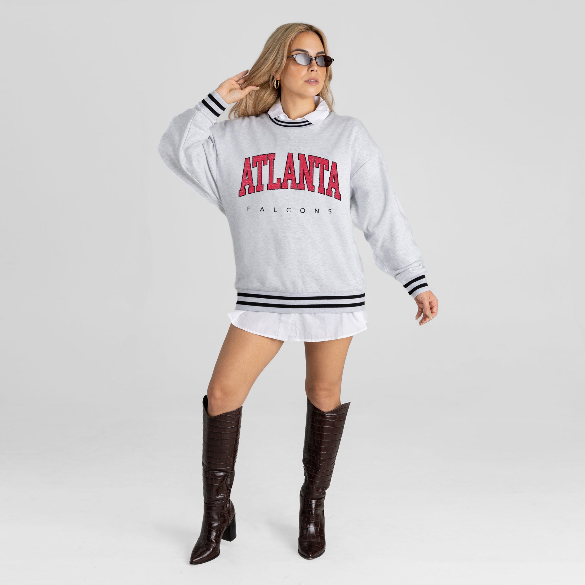 ATLANTA FALCONS EASY ENERGY CREW FLEECE RINGER SWEATSHIRT