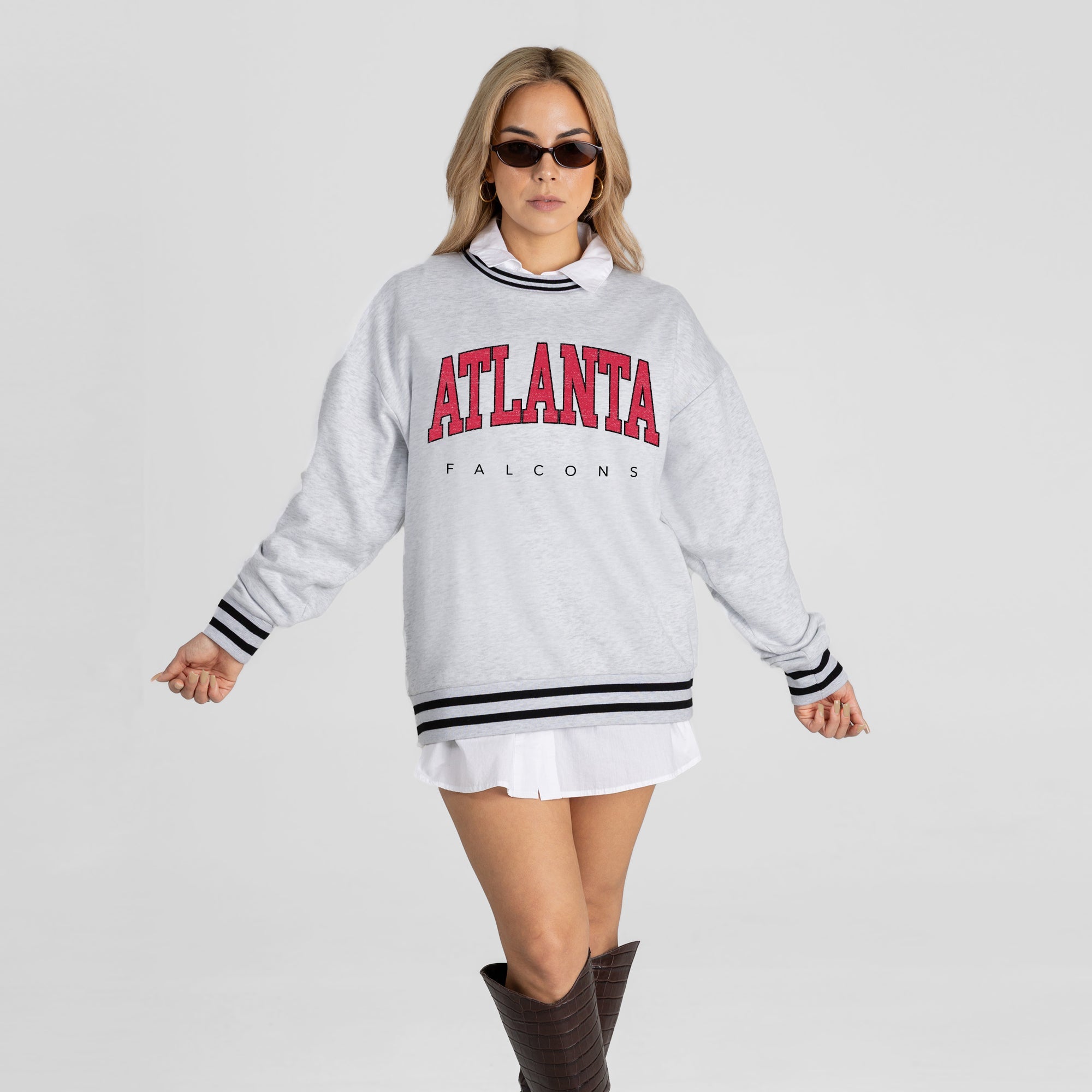 ATLANTA FALCONS EASY ENERGY CREW FLEECE RINGER SWEATSHIRT