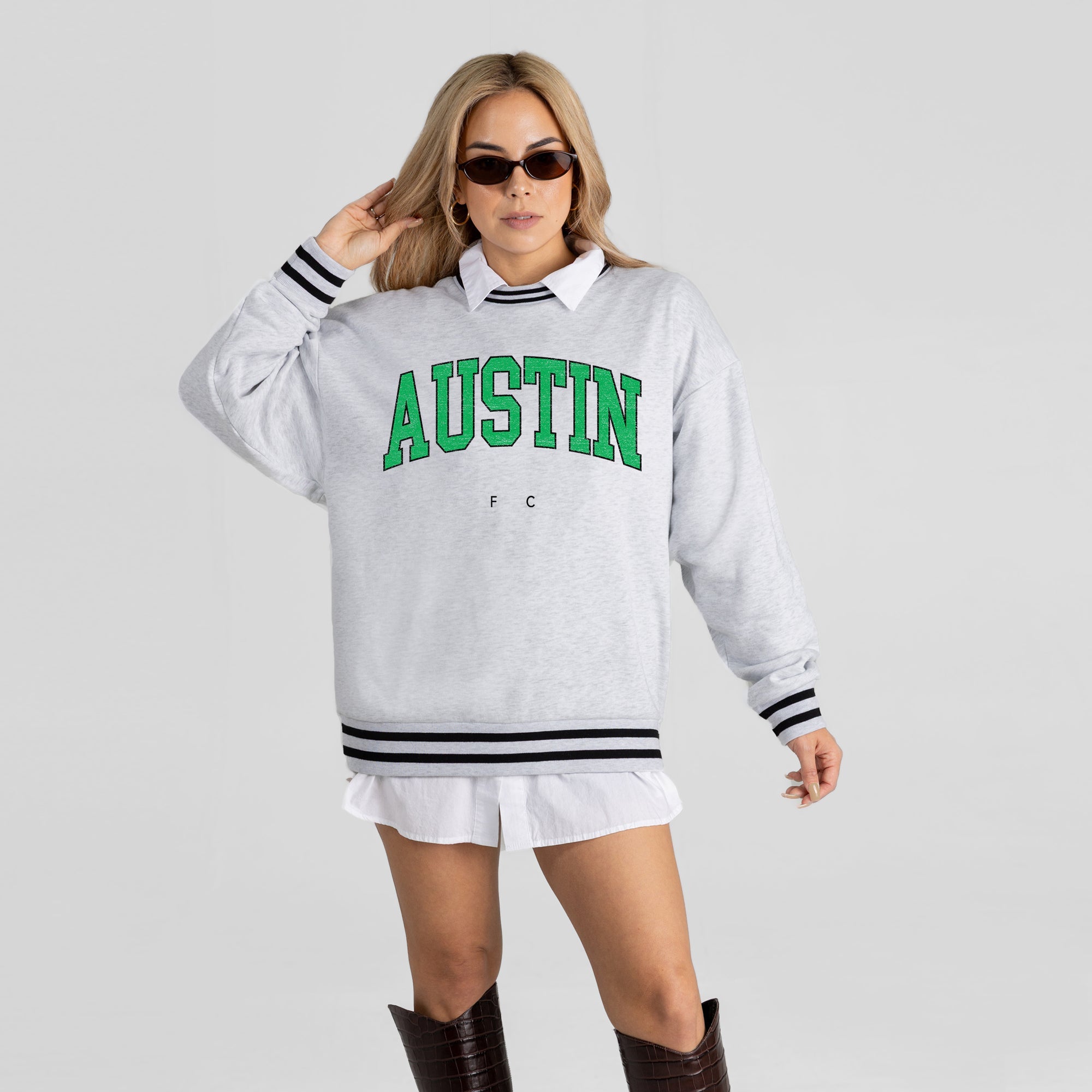AUSTIN FC EASY ENERGY CREW FLEECE RINGER SWEATSHIRT