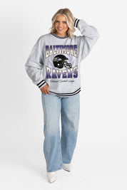 BALTIMORE RAVENS FADE ROUTE CREW FLEECE RINGER SWEATSHIRT