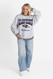 BALTIMORE RAVENS GRIDIRON DRIVE CREW FLEECE RINGER SWEATSHIRT